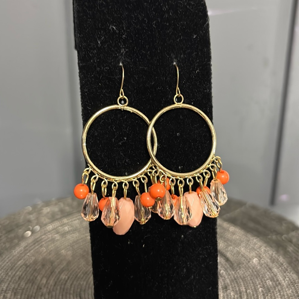 Orange Dangle Hoop Earrings